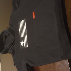 Black Lamb of God "Star Flag" hooded sweatshirt, embroidered logo, rare.